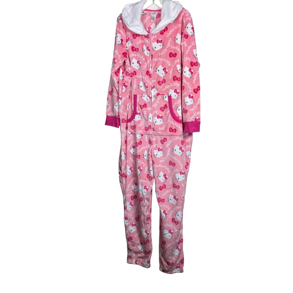 Hello Kitty Union Suit Pajamas 2X 18W-20W Sanrio NWT Pink one piece  hood zip